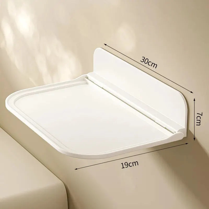 Fold-Down Wall Shelf with Phone Holder-No Drill Bathroom Organizer